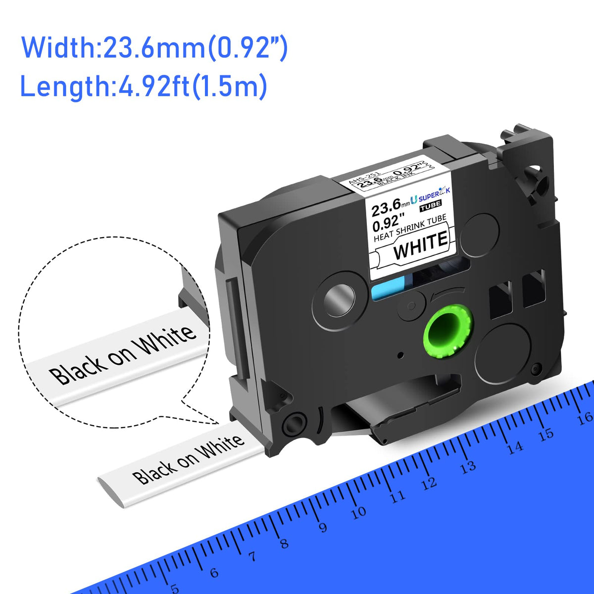 USUPERINK 3PK Compatible for Brother Ptouch HSe-251 HSe251 HS-251 HS251 23.6mm 1 inch Black on