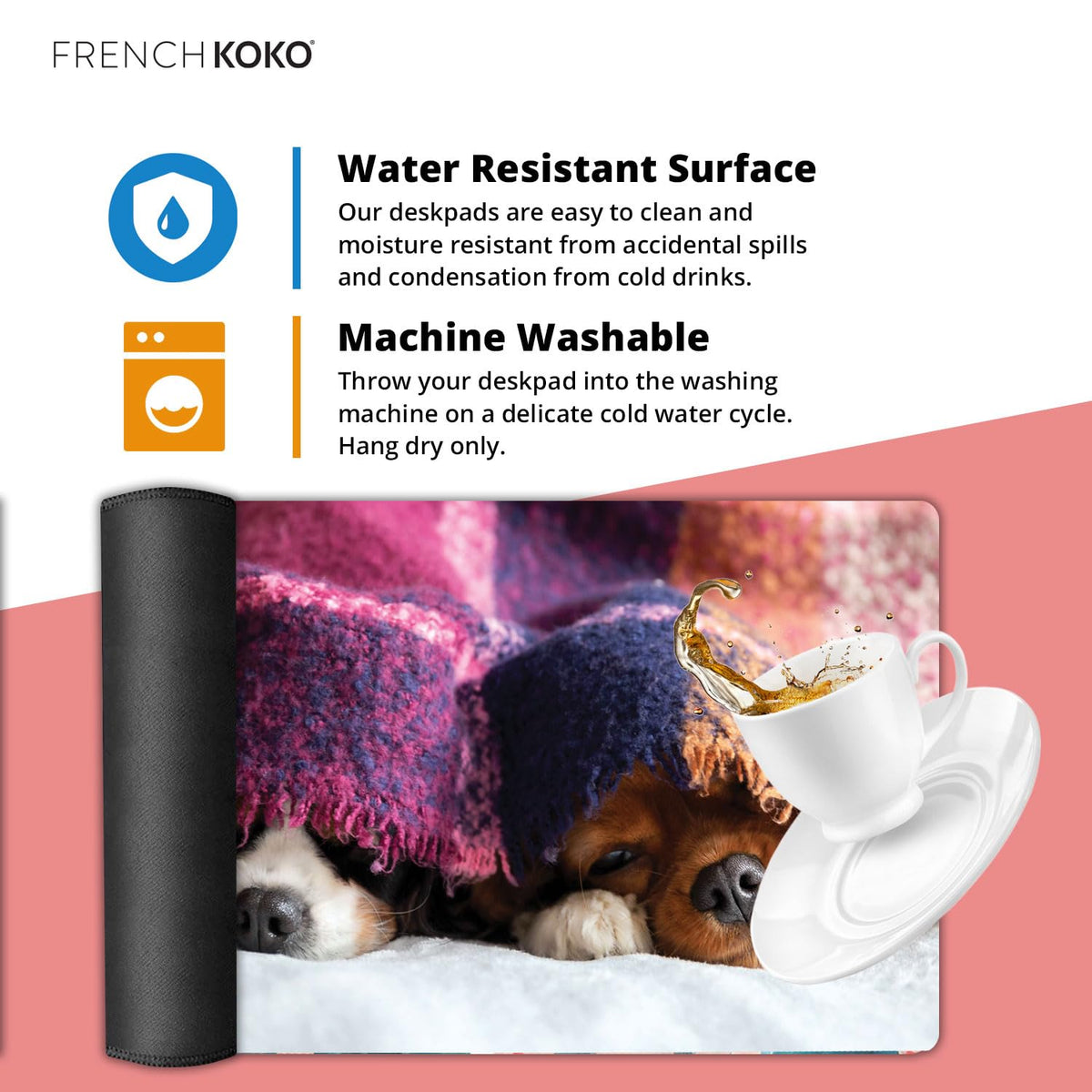 French KOKO Large Mouse Pad, Desk Mat, Keyboard Pad, Desktop Home Office School Essentials College