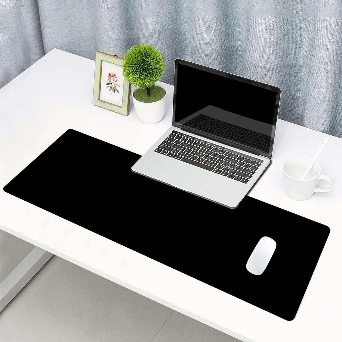 SANWUMIAN Black Large Gaming Mouse Pad with Stitched Edges, Desk Pad Extended Keyboard Mat