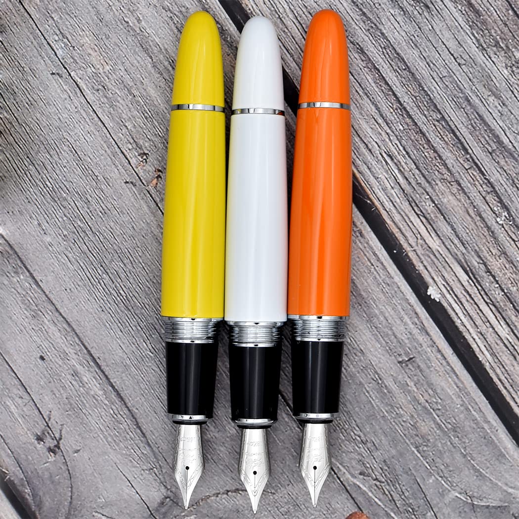 zoohot Jinhao 159 Fountain Pen Heavy Big Pen 3 Pieces in 3 Colors (Orange,White,Yellow)