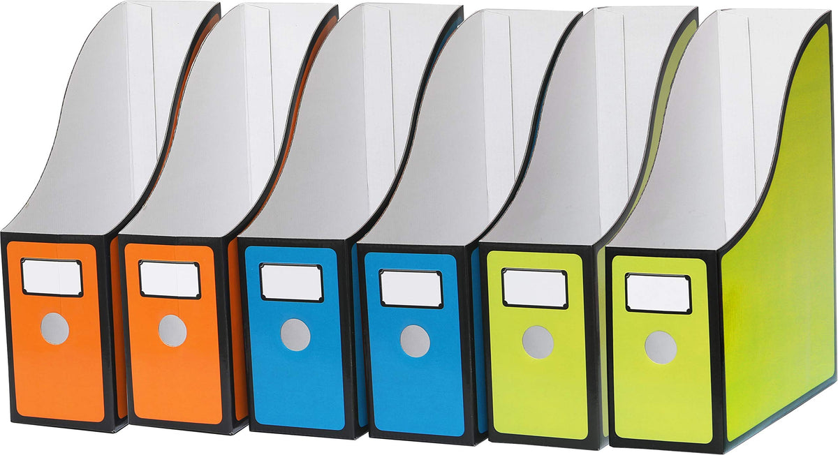 Simple Houseware 6-Pack Cardboard Magazine File Holder Box, Multicolor