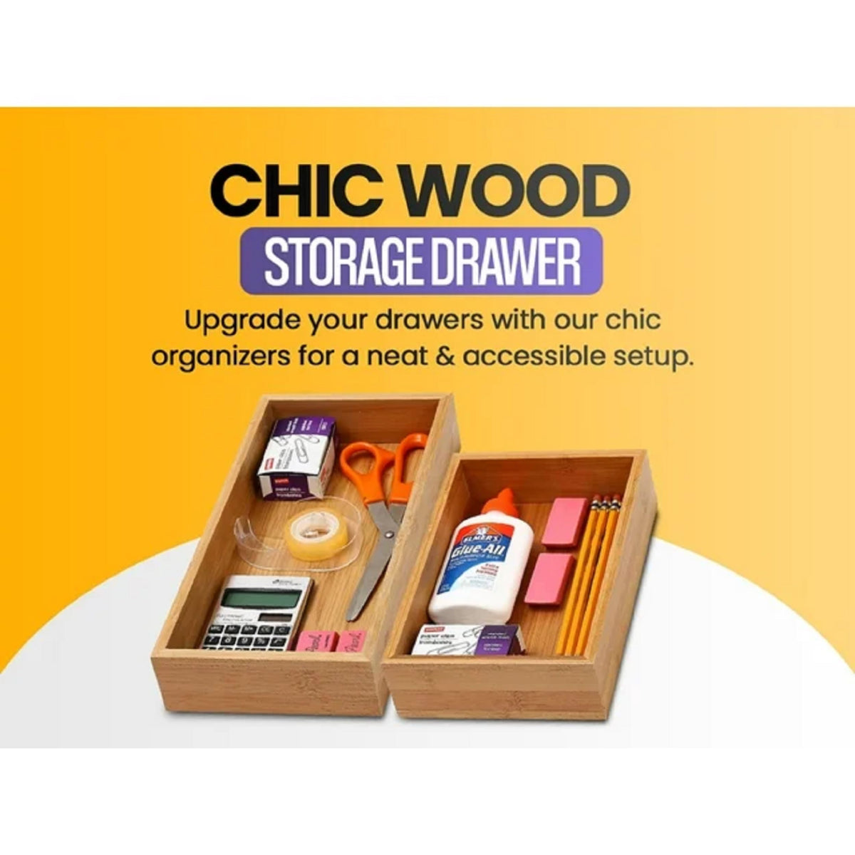 YBM HOME Bamboo Drawer Organizer Storage Box for Kitchen Drawer, Junk Drawer, Office, Bedroom