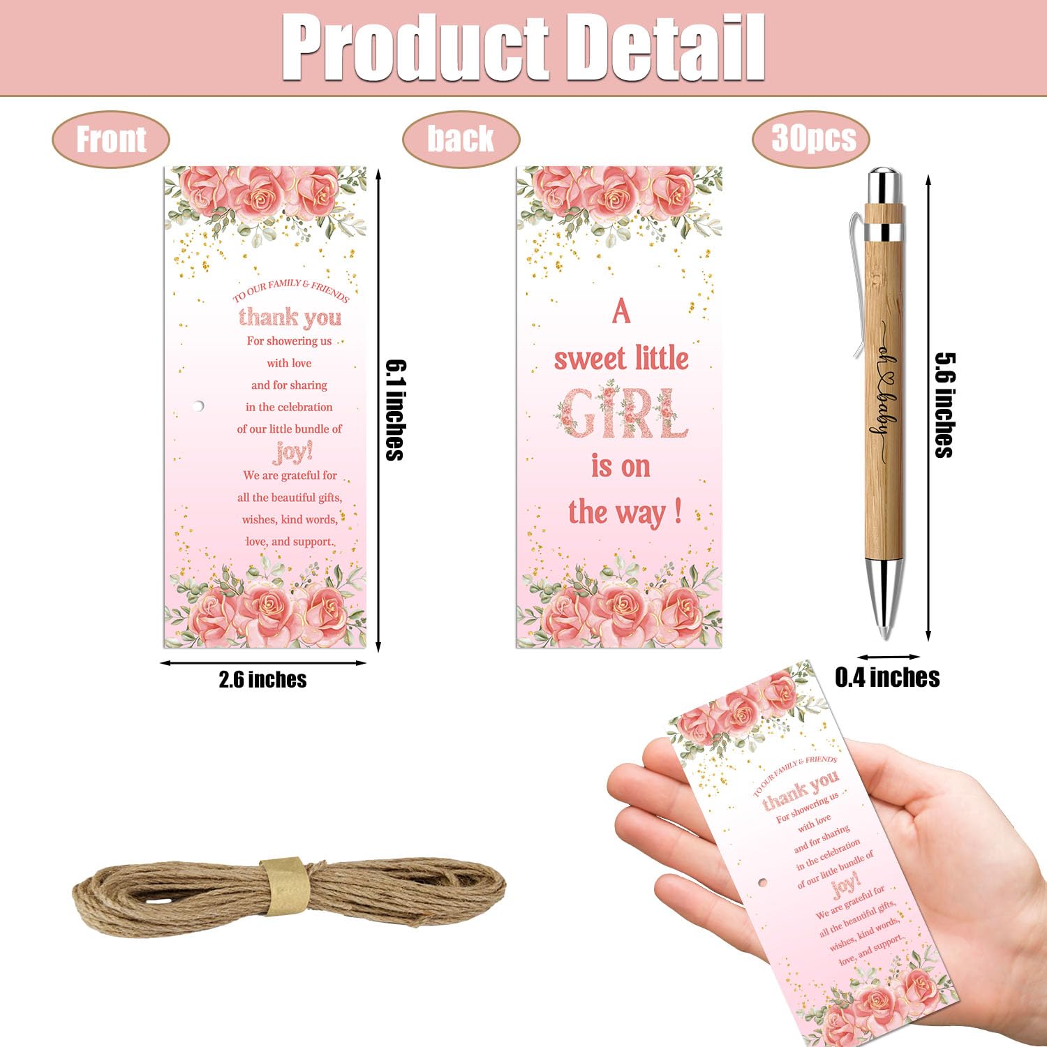 Toerifer 30 Pcs Floral Baby Shower Gifts, Gender Reveal Favors for 30 Guest, Baby Shower Sets