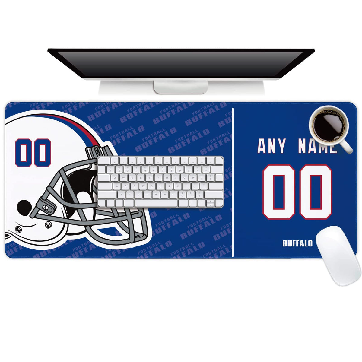 Buffalo Mouse Pad Custom Any Name and Number Desk Pad for Men Women Youth Gifts