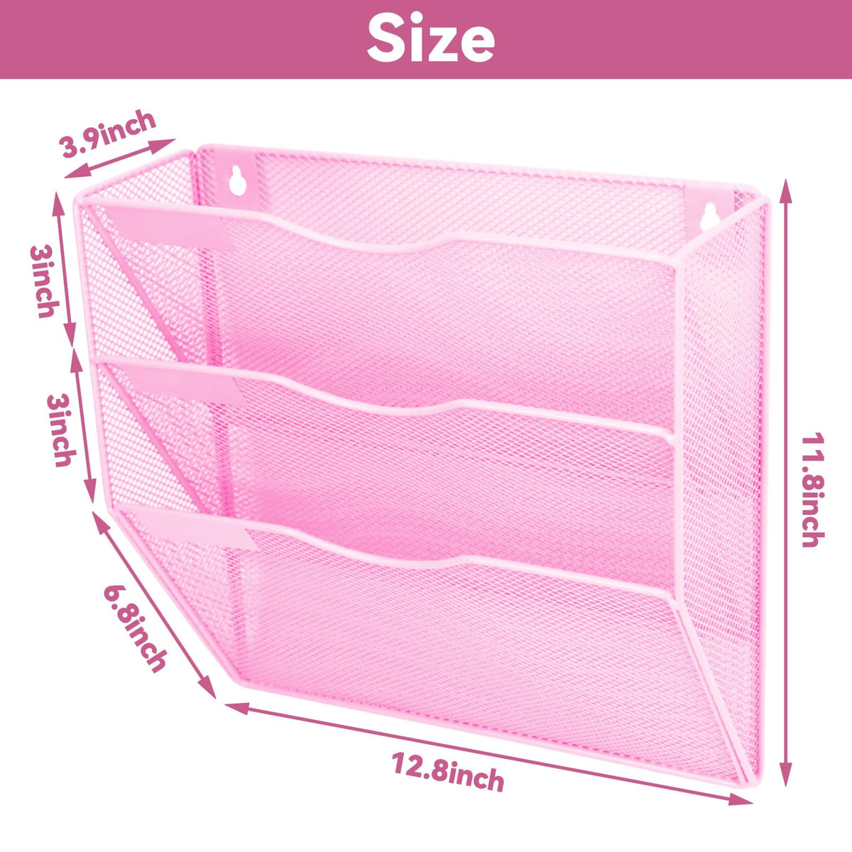ideallife 3 Pockets Mesh Wall File Holder Organizer Office Hanging File Folder Magazine Rack