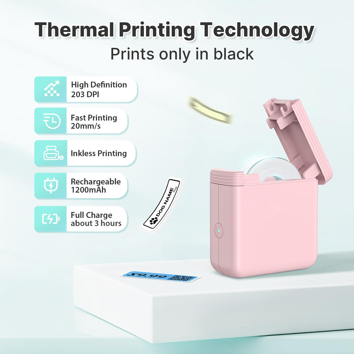 FLEXYVA Mini Label Maker Machine with 3 Tapes, P24 Label Makers, Pink