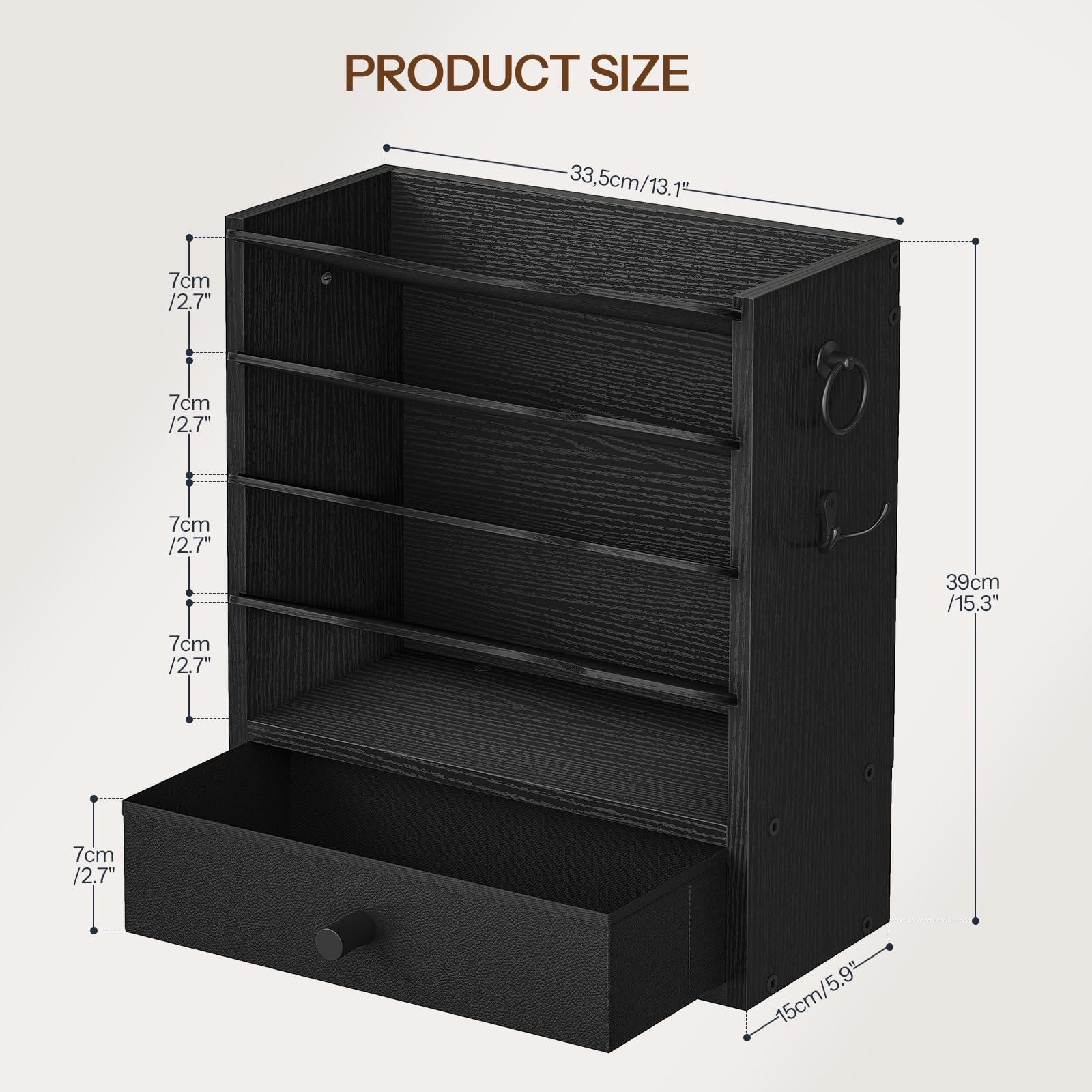HOOBRO Wall File Organizer, Mail Organizer Wall Mounted, Wooden Literature Organizer, Construction