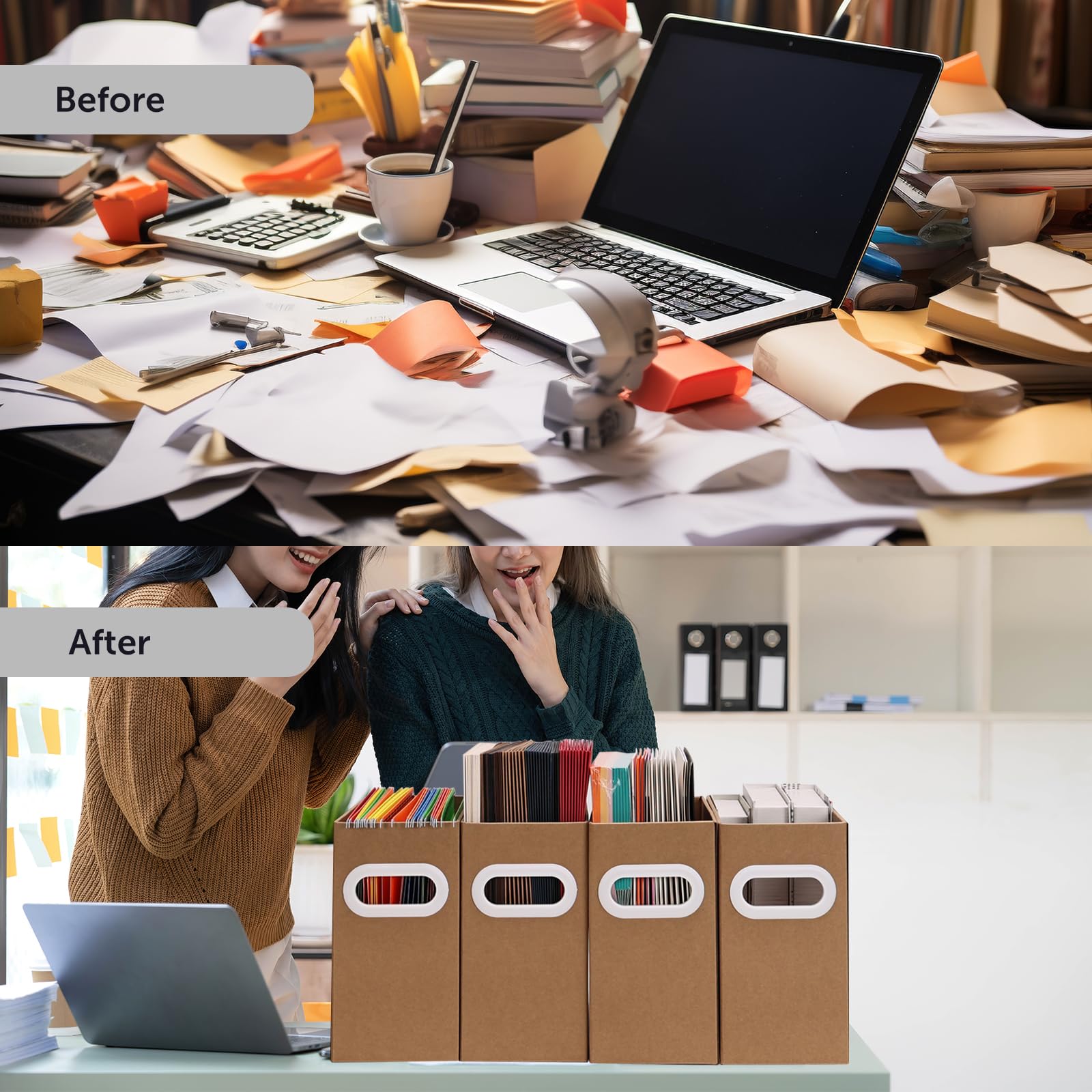 Aosric Hanging File Organizer, Cardboard File Folder Organizer for Letter Size, Desk Documents
