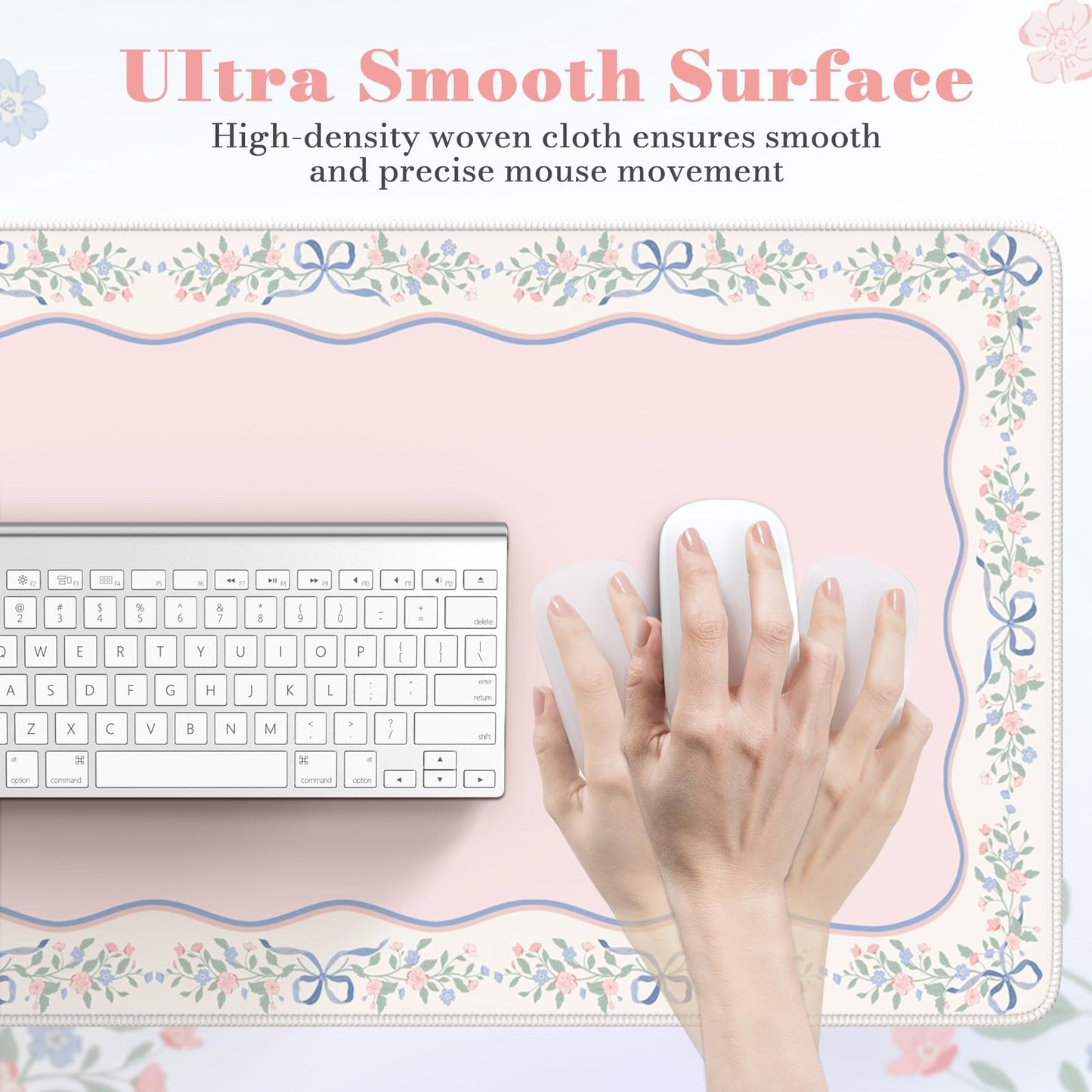 HAOCOO Girly Pink Desk Blotter, 35.4" x 15.7" Computer Mat for Vanity Decor