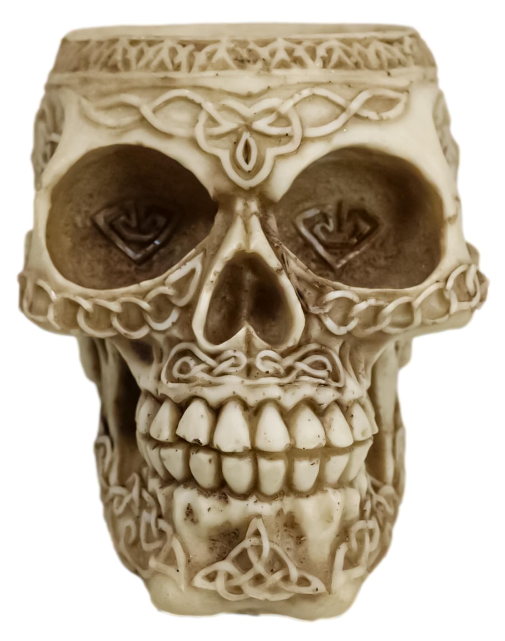 Ebros Gift Day Of The Dead Celtic Tribal Tattoo Skull Pen Holder Figurine 4.5" L Office Desktop