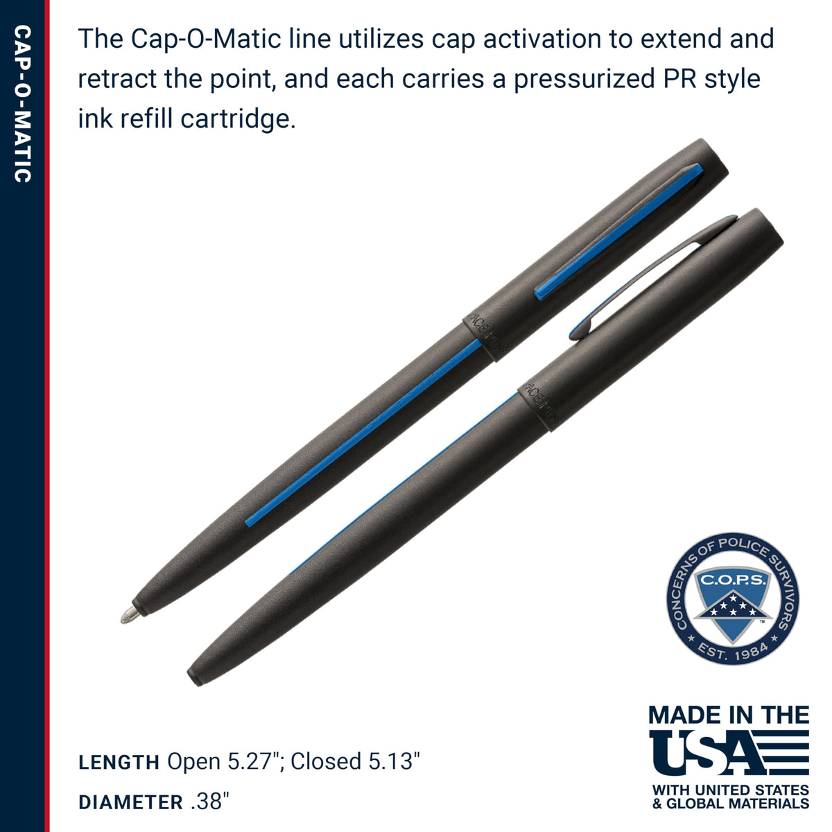 Fisher Space Pen Law Enforcement Cap-O-Matic Pen, Black Ink, Gift Box