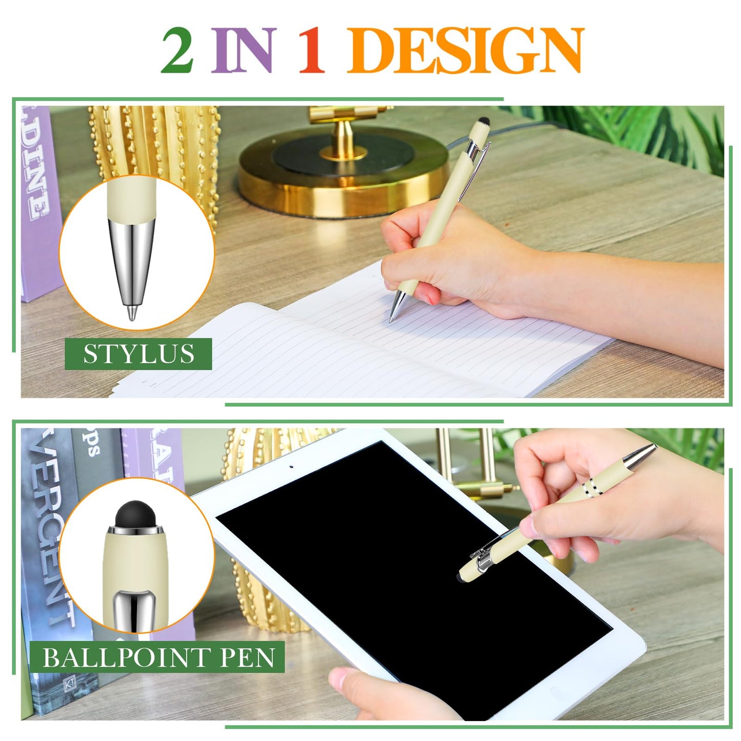 Zonon 38 Pcs Stylus Ballpoint Pens, Metal Rubberized Grip, Charming Colors