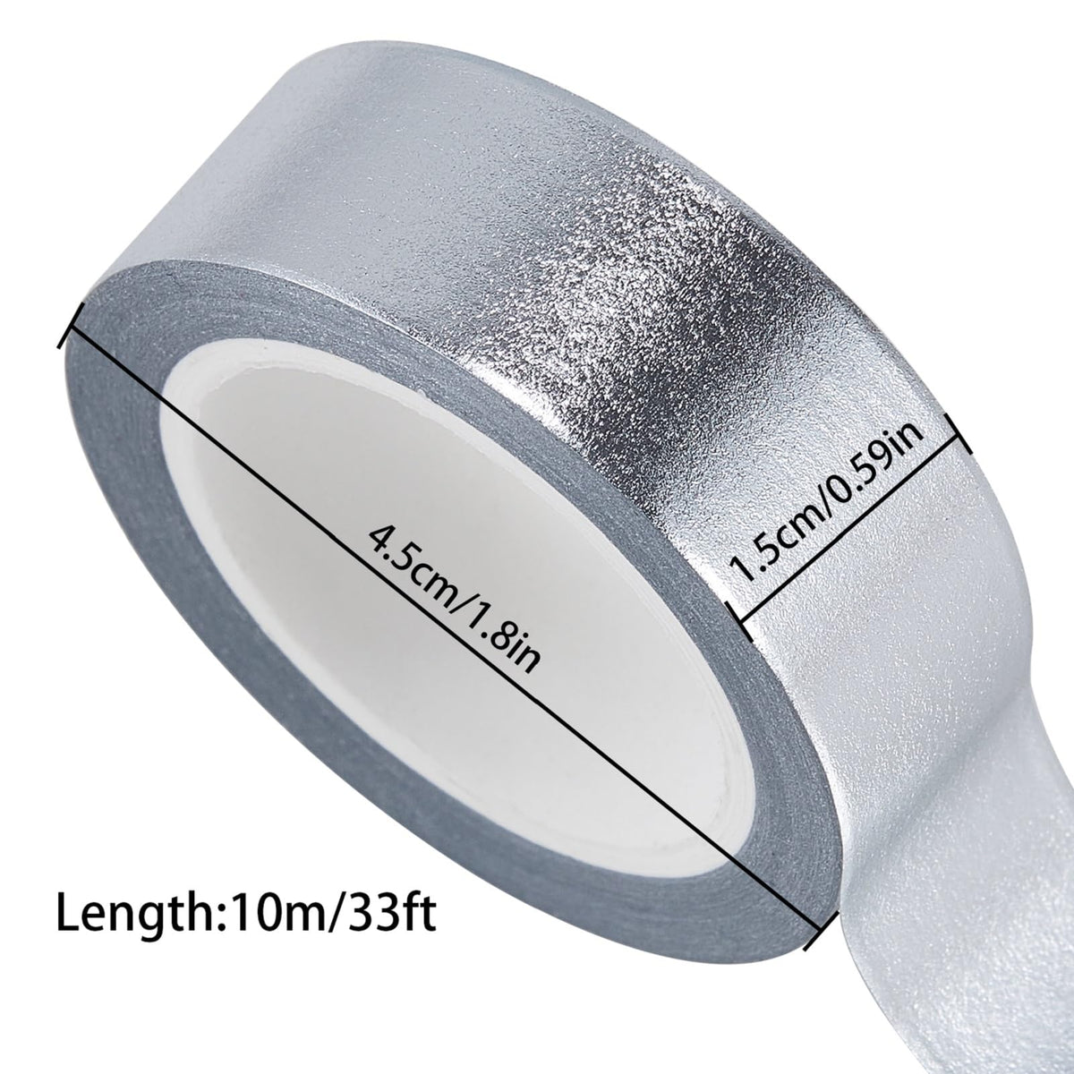Qyueyue Silver Foil Washi Tape - 2 Rolls Low Tack Self Adhesive Decorative Metallic Foil Masking