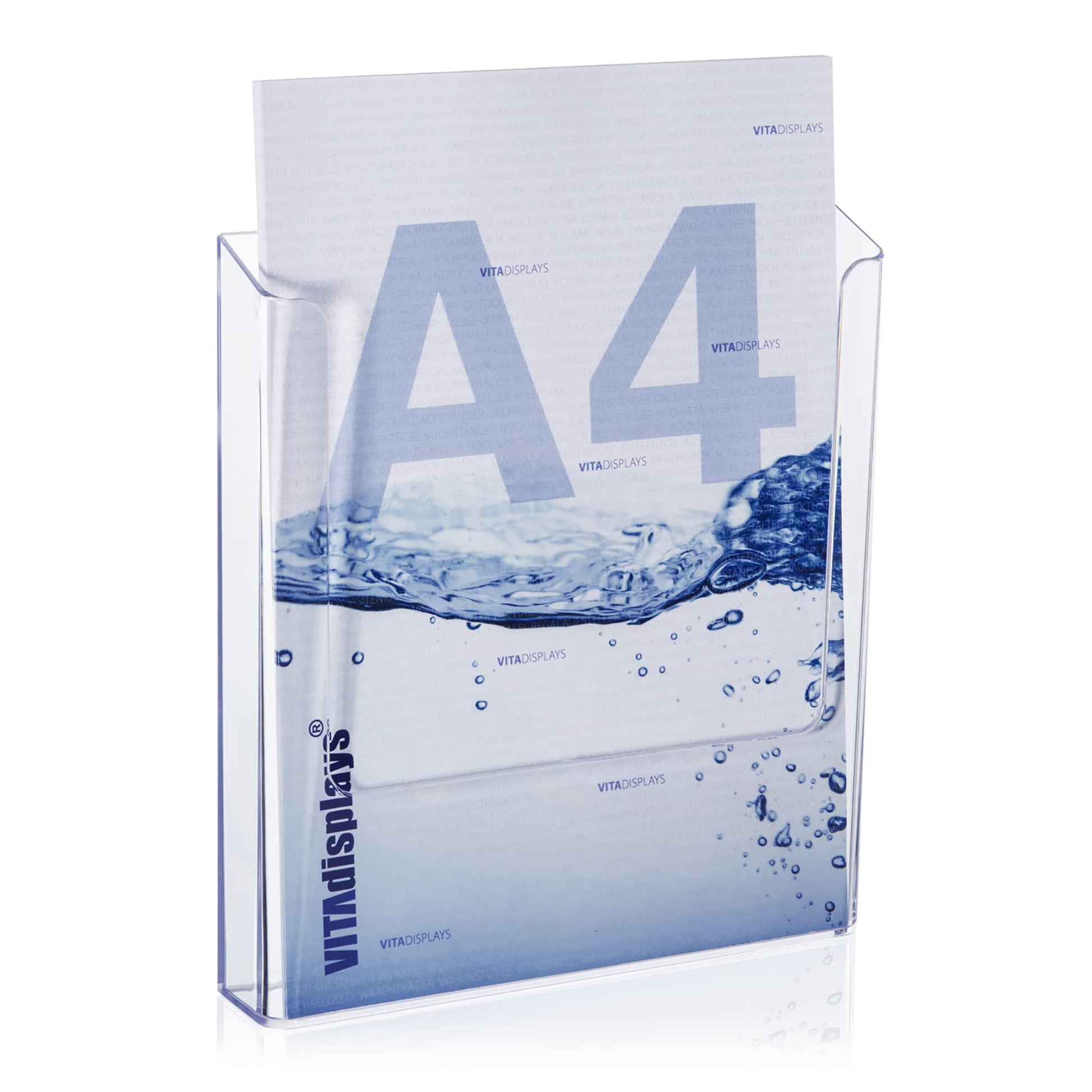 VITAdisplays DIN A4 Wall Brochure Holder, Transparent Flyer Holder, 1 Piece