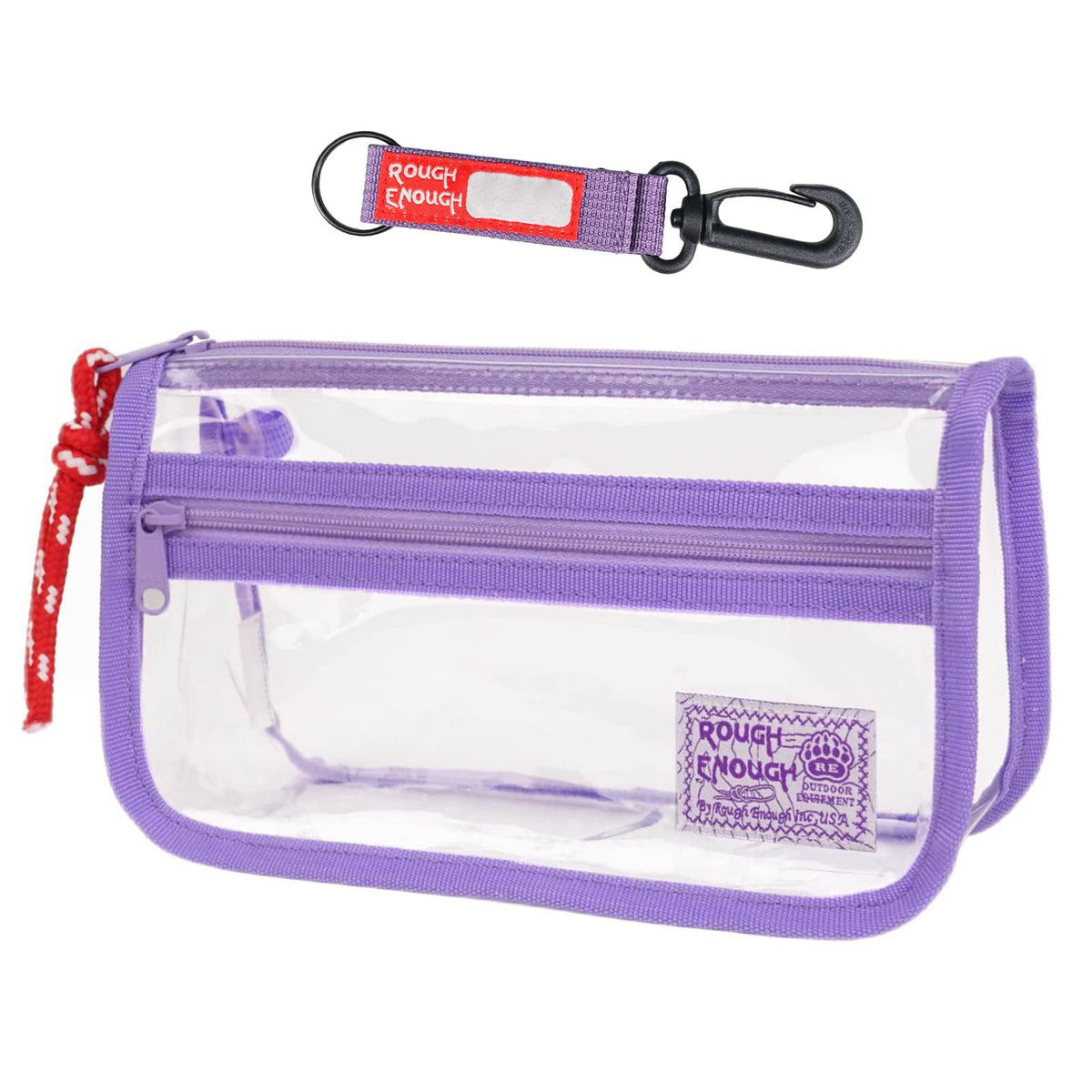 Rough Enough Clear Pencil Case for School, 60+ Pencils Capacity, Purple
