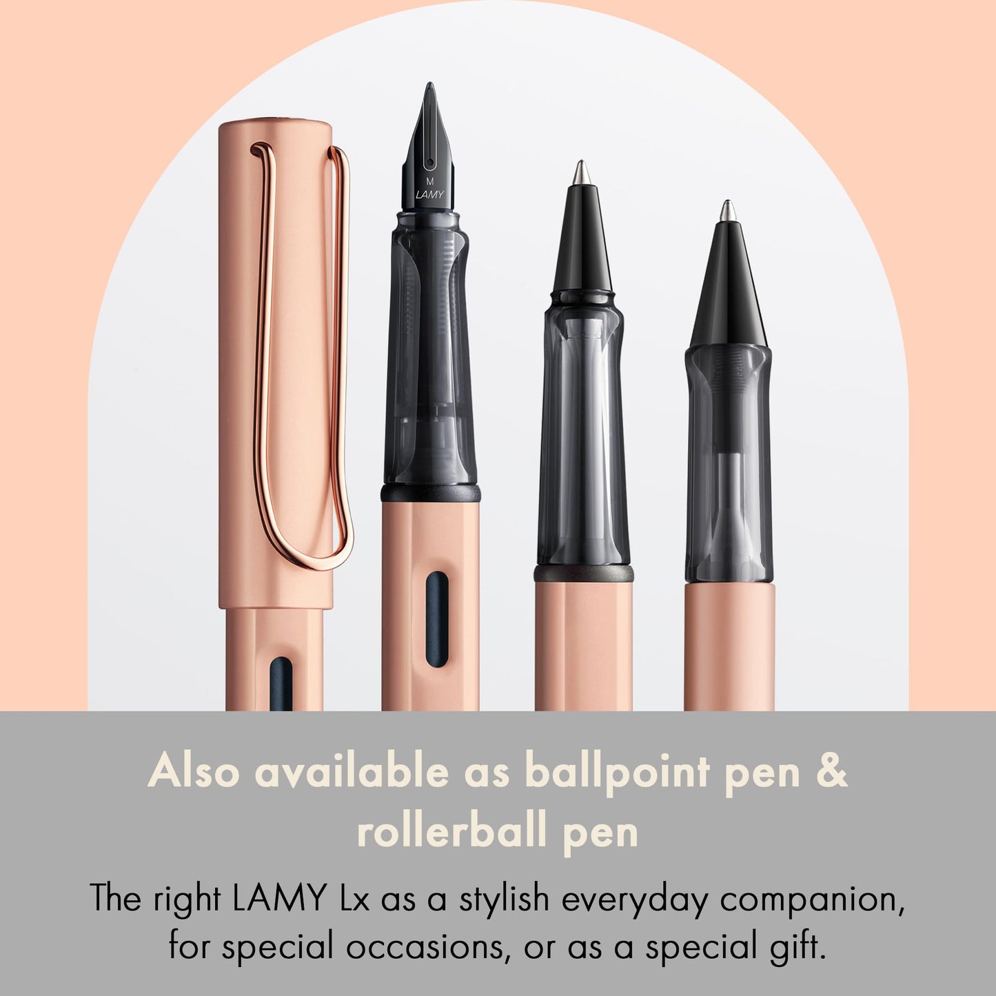 LAMY Lx rosegold fountain pen - PVD-coated nib & ergonomic grip - steel nib in size EF