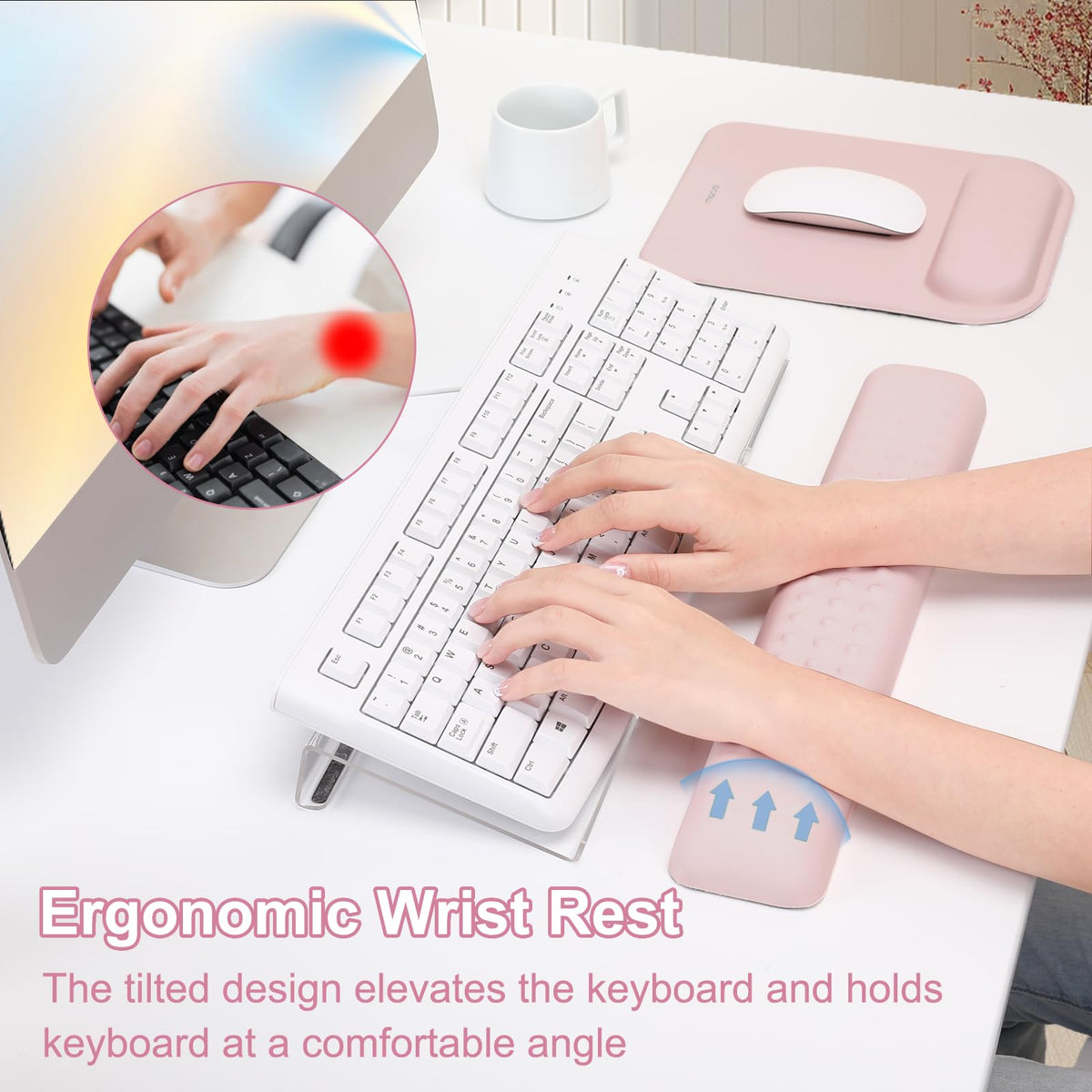 MOSISO Keyboard Stand&Wrist Rest Support for Keyboard &Mouse Pad Set