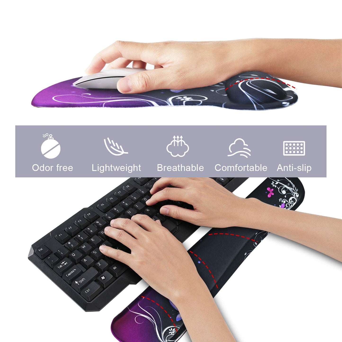 Mouse Pad with Wrist Support and Keyboard Wrist Rest Pad Set,Ergonomic Mouse Pads for Computers