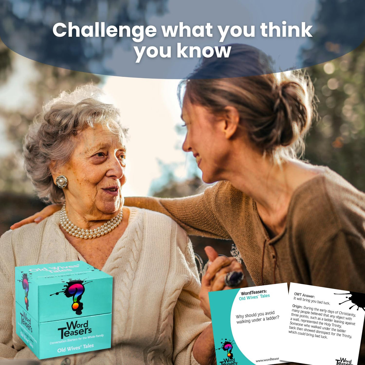 ? WORD TEASERS Old Wives' Tales Conversation Starters - Superstition Based Trivia Games for