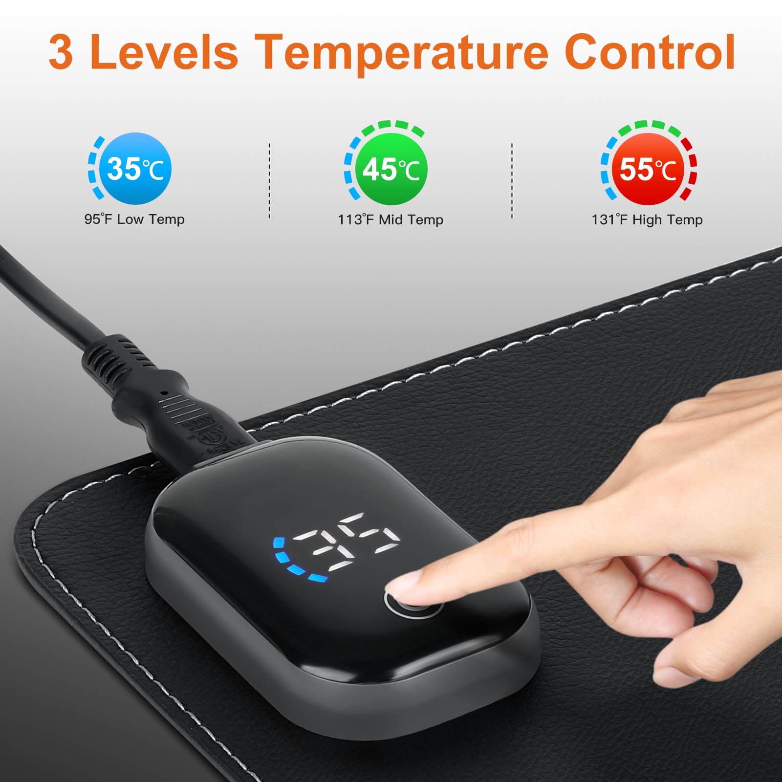Bublonics Heated Mouse Pad, Warm Desk Pad,Heated Large Desk Mat with 3 Levels Heating,Gaming Mouse