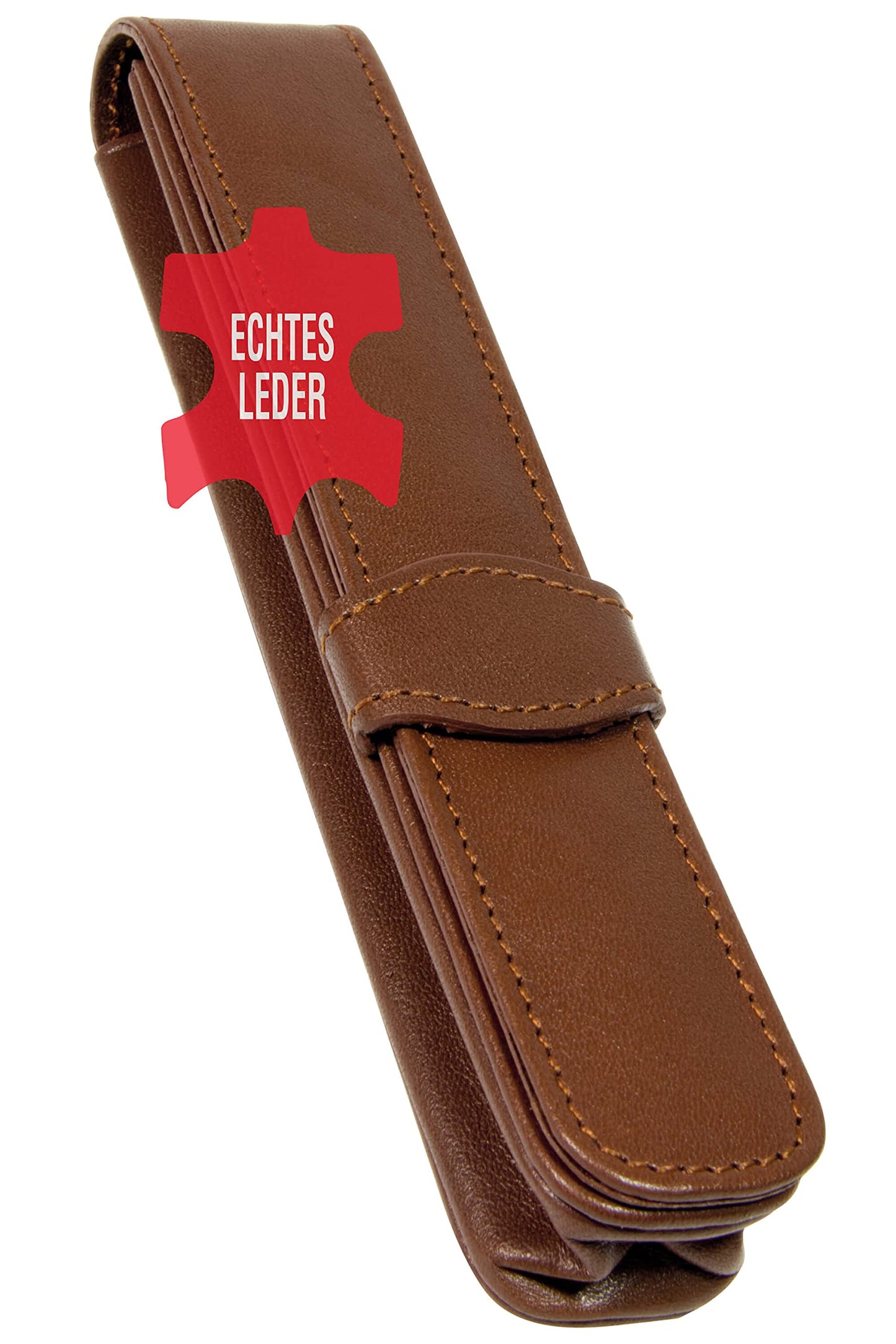 ONLINE Leather Pen case, Made of Genuine Leather, Brown, for one Pen, Available in Different