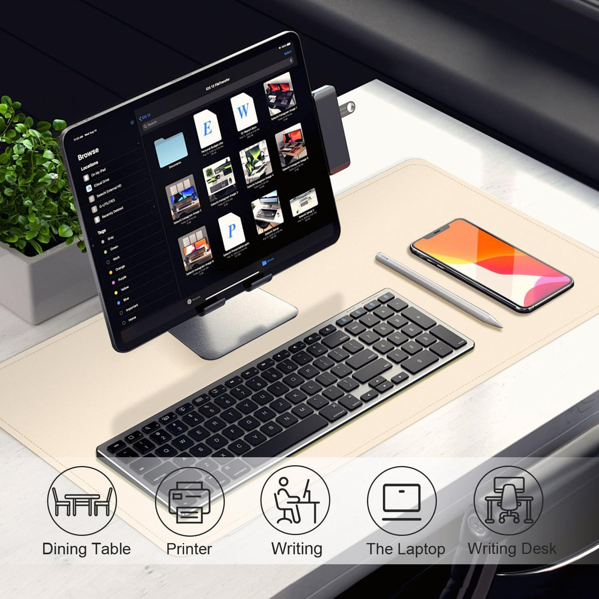 Leather Desk Pad Protector, 39.4'' X 17'' Large Mouse Pad, Office Desk Mat, Non-Slip PU Leather &