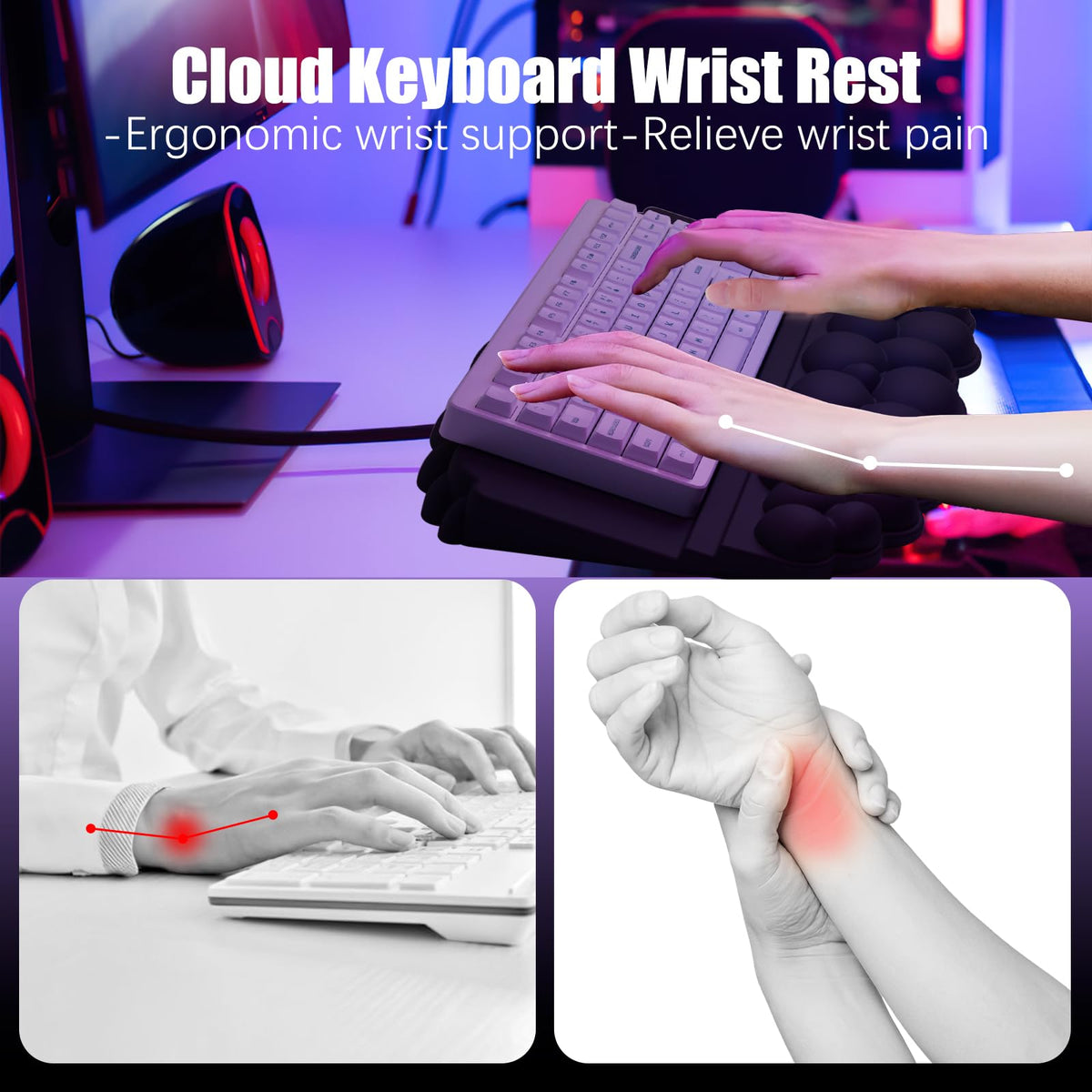 Ergonomic Wrist Rest for Computer Keyboard and Mouse, Cloud Keyboard Stand