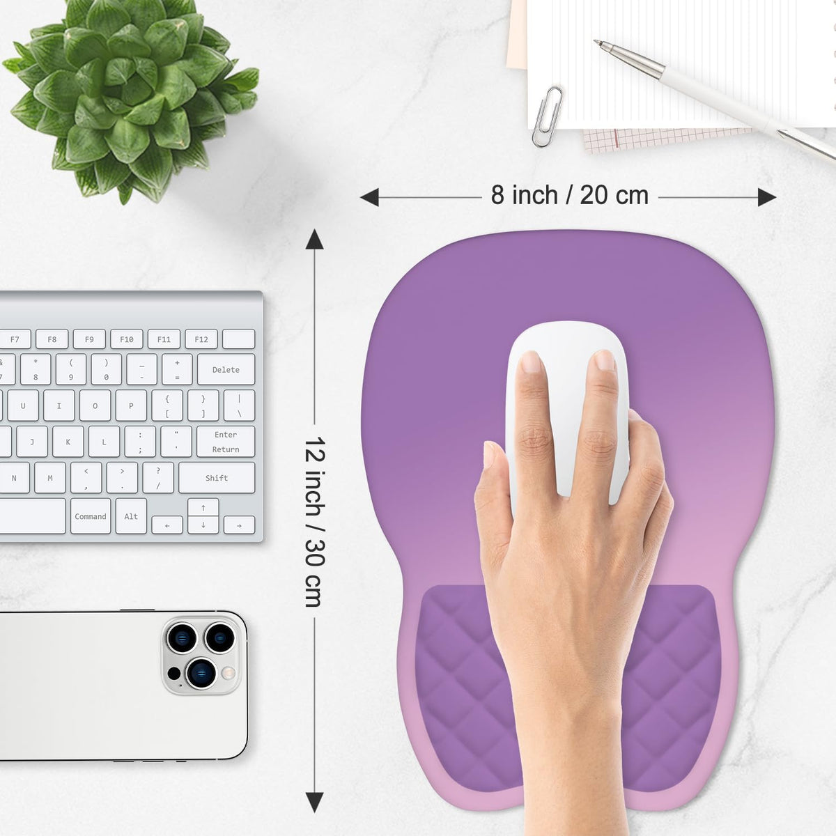 ITNRSIIET Ergonomic Mouse Pad Wrist Support with Memory Foam Massage Bulge & Non-Slip PU Base