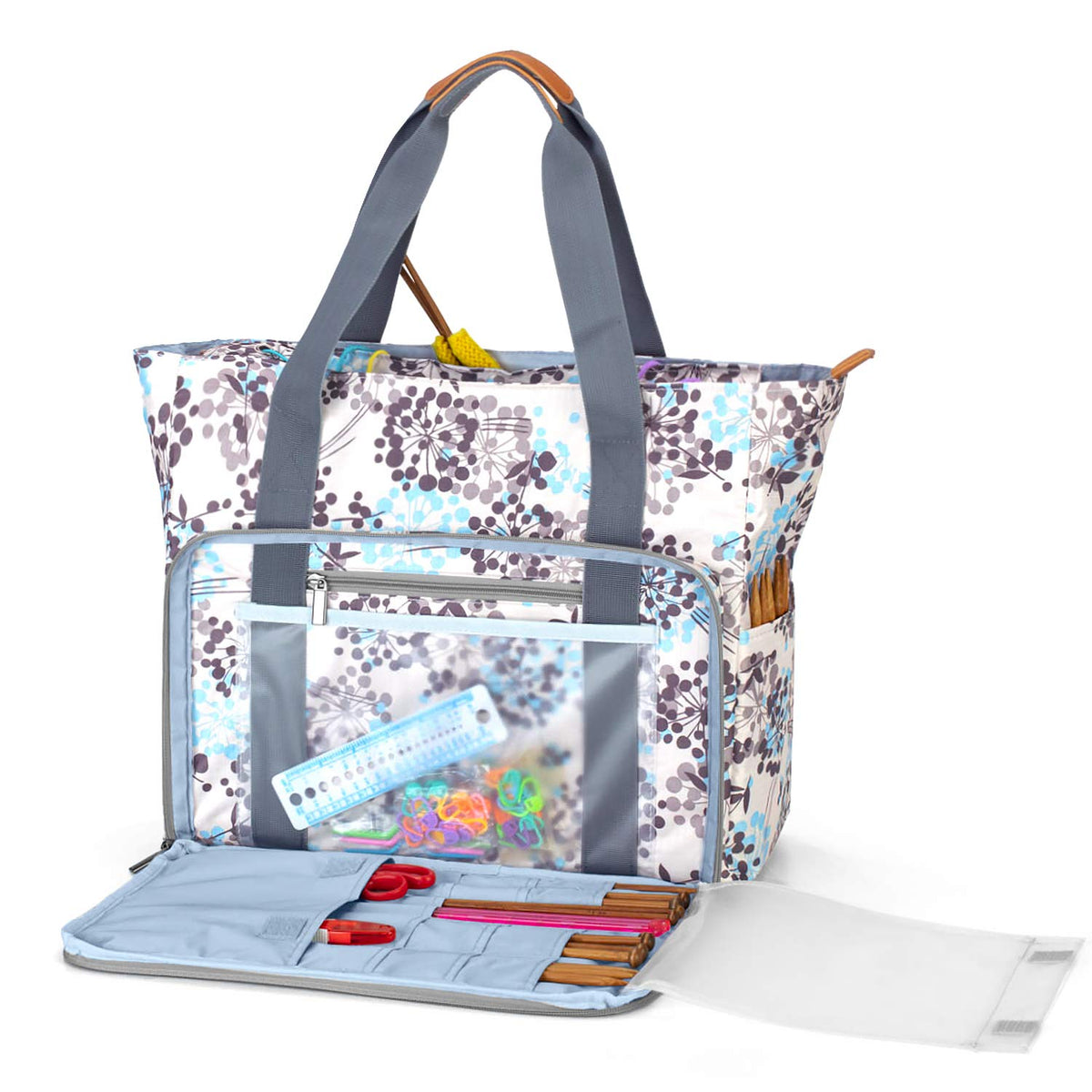 Teamoy Knitting Bag Tote, Yarn Storage Bag Crochet Organizer, Dandelion