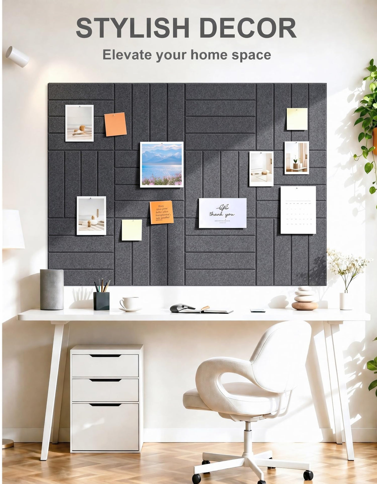 G Gamit 0.47" Thick Felt Wall Tiles 36"x24" Cork Board Alternative 6 Pack 11.81"x11.81"Felt