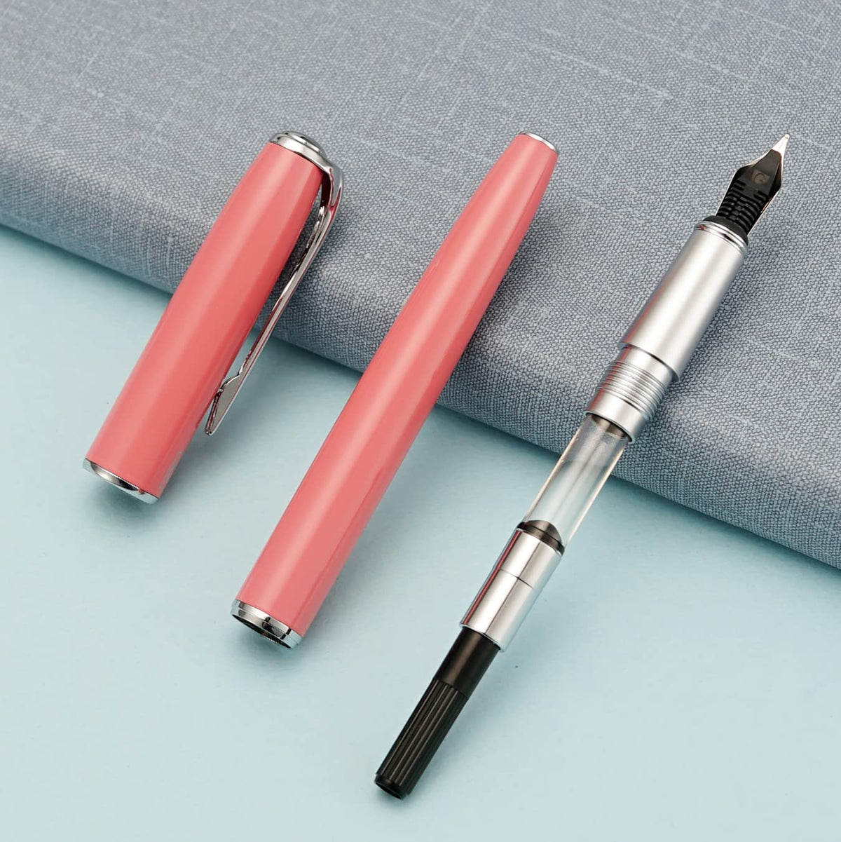 erofa Picasso 916 Pink Fountain Pen with Gift Box Calligraphy Writing Pen Set Bent Nib Fude 1.0mm