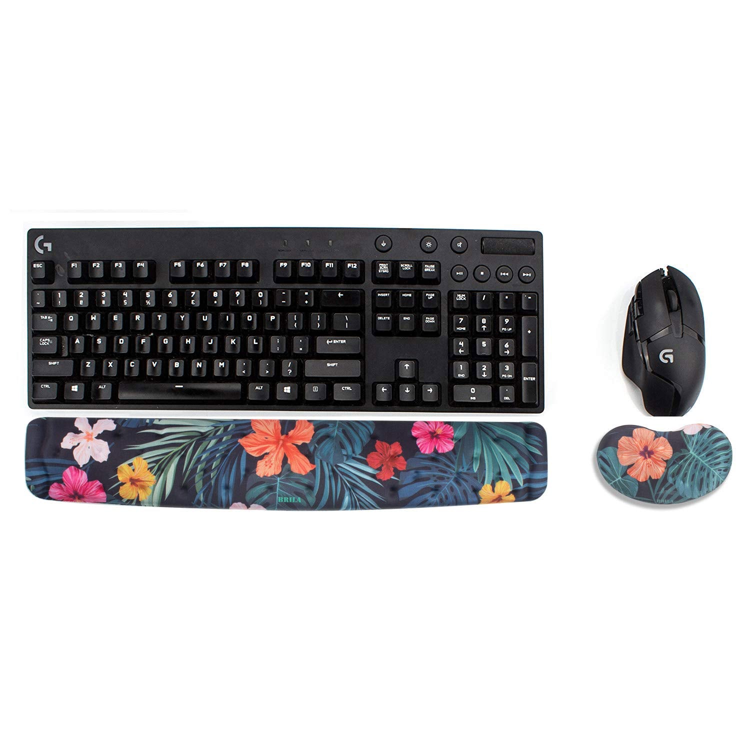 BRILA Memory Foam Mouse & Keyboard Wrist Rest Support Pad Cushion Set for Computer, Laptop, Office