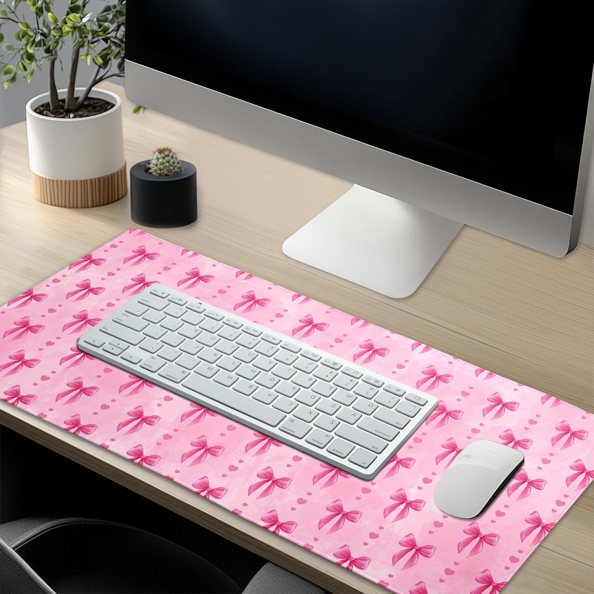 Pink Bows Mouse Pad Extended Large 35.4x15.7in Coquette Kawaii Desk Mat Preppy Trendy Computer