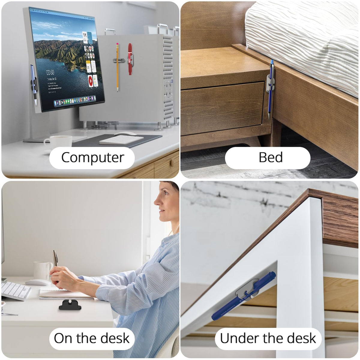 OUTXE 10-Pack Magnetic & Adhesive Pen Holder with Dual Slots - Easy Organize & Access Pencil, Pen