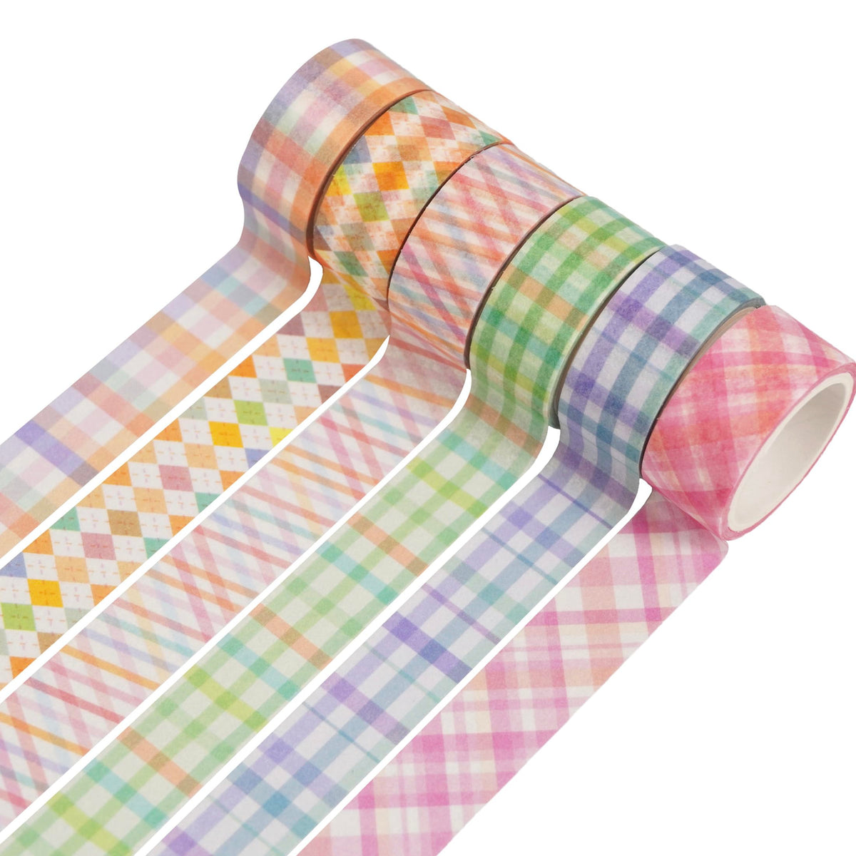 YUBX Basic Grid Washi Tape Set 12 Rolls Plaid Decorative Masking Tapes for Arts, DIY Crafts