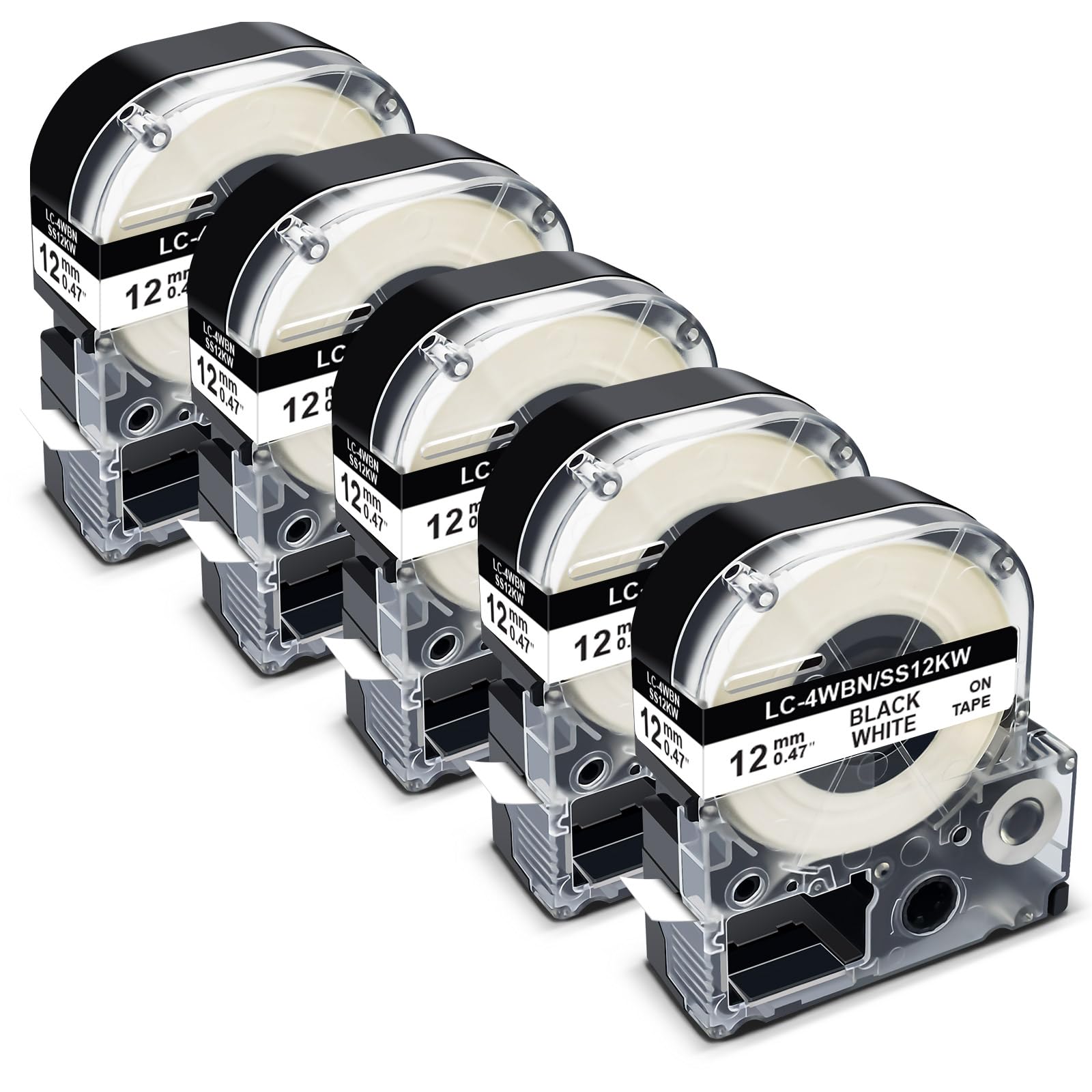 Pristar LK-4WBN Replace for Epson Label Maker Tape 12mm 0.47 LC-4WBN SS12KW