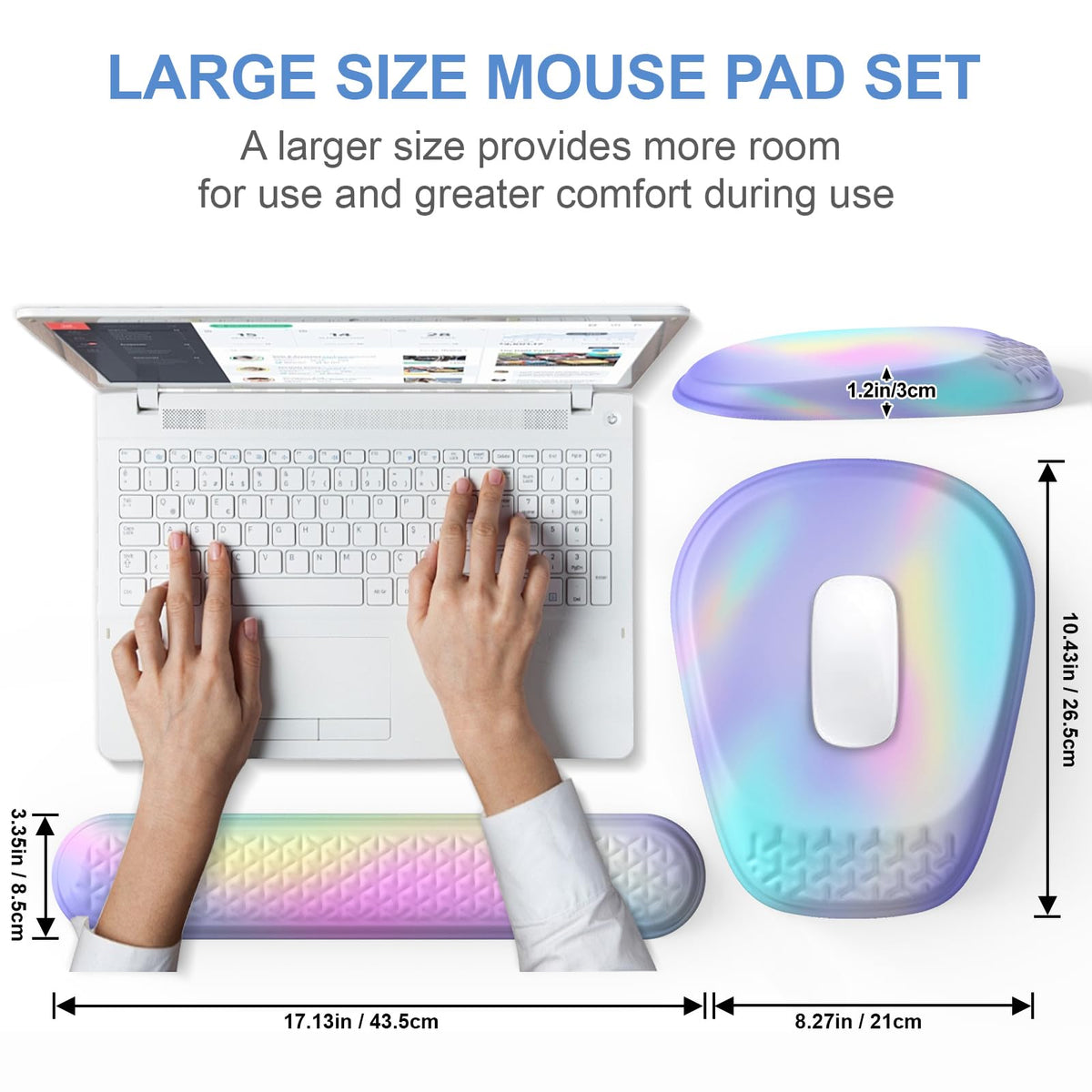 Laokiiy Ergonomic Mouse Pad with Wrist Rest, Memory Foam Support for Office