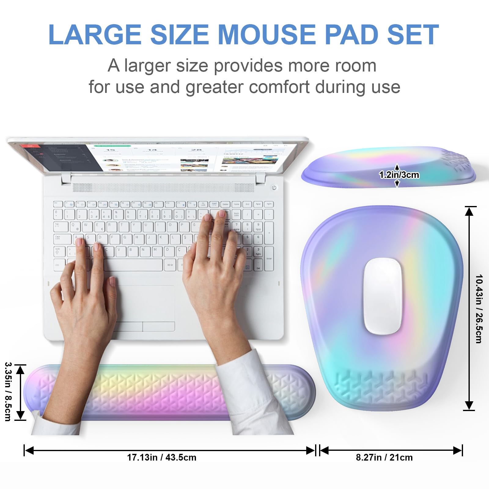 Laokiiy Ergonomic Mouse Pad with Wrist Rest, Memory Foam Support for Office