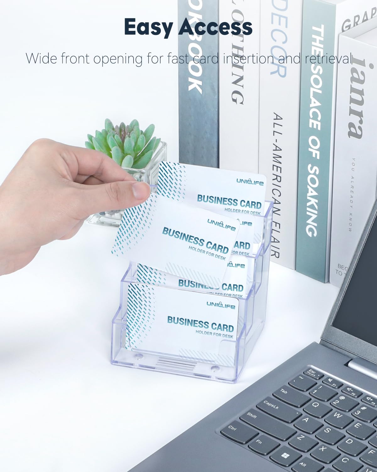 Uniclife 4 Pack Acrylic Business Card Holder for Desk, 240 Card Capacity