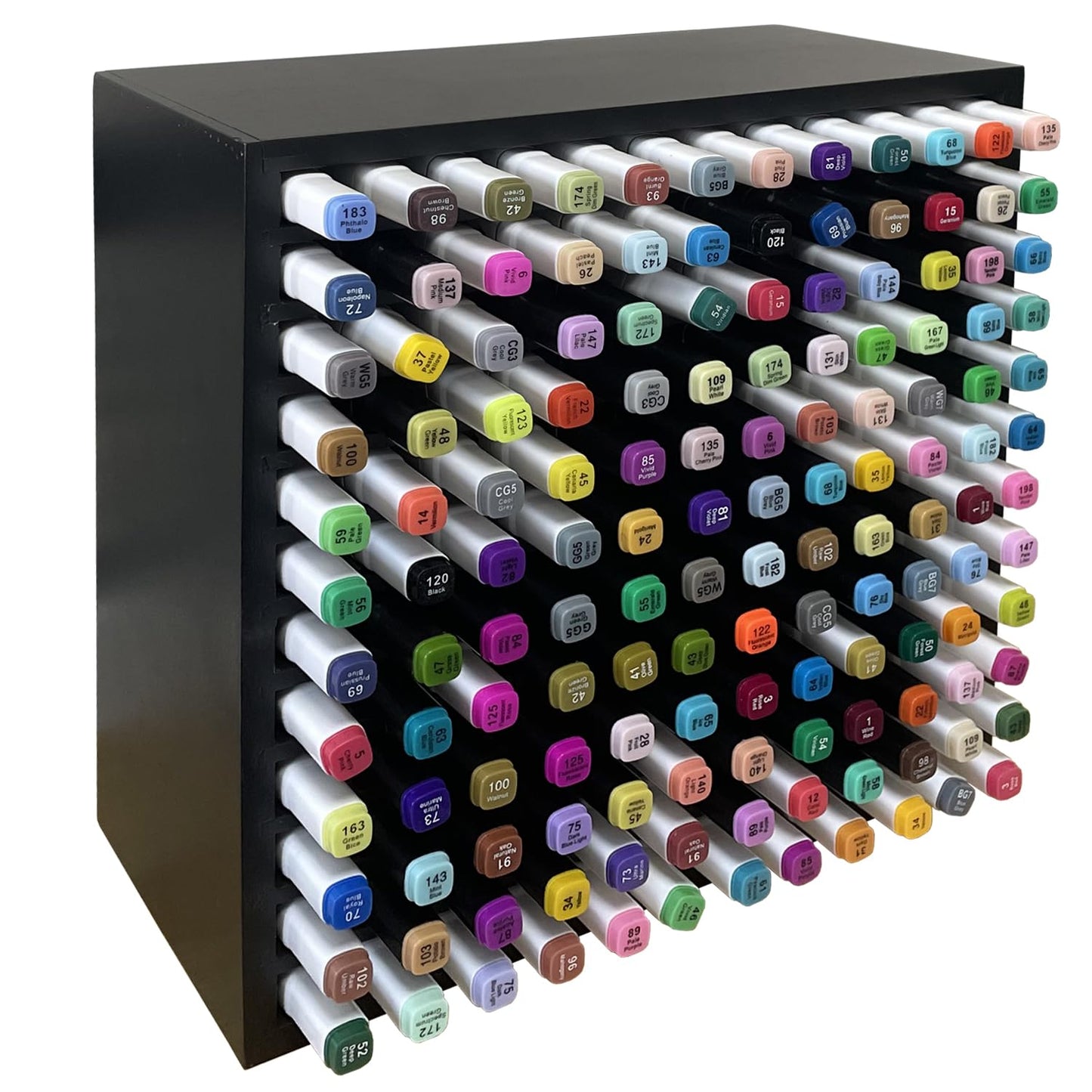 MinBoo Bamboo Marker Organizer Wooden Art Supply Storage Organizer Rack Art Markers Pens Colored