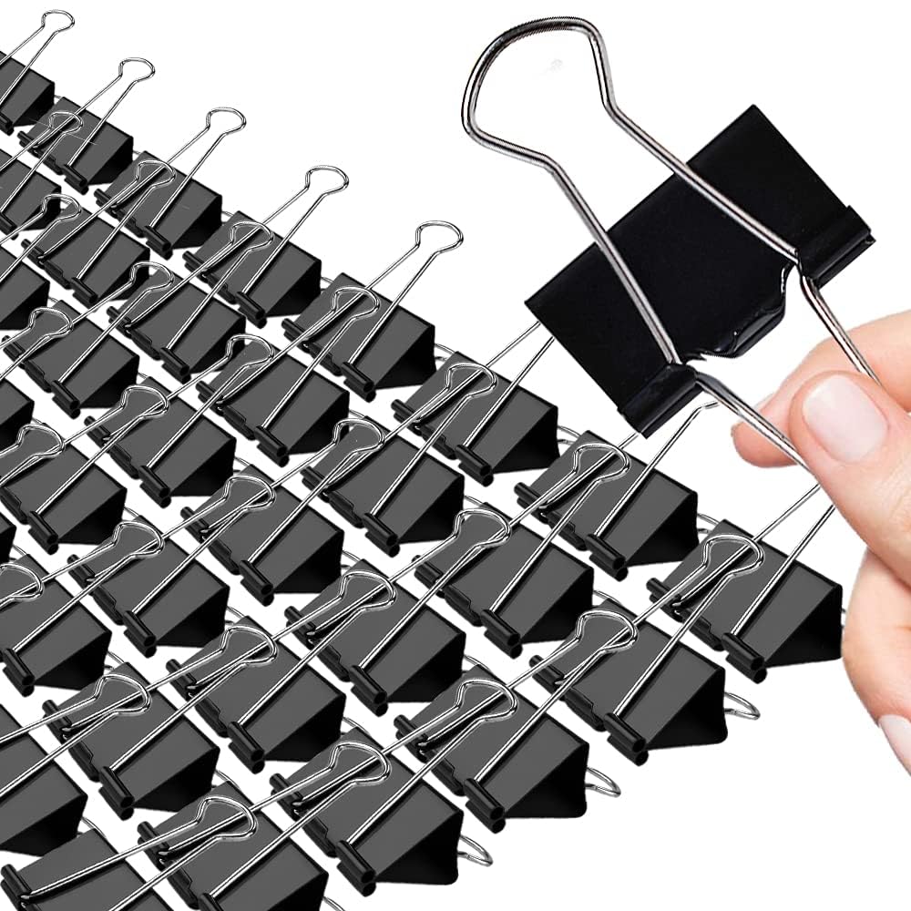 Extra Large Binder Clips, 48 Pack, 2 Inch, Standard 51mm, Black, Capacity 0.86 Inch, Metal Paper