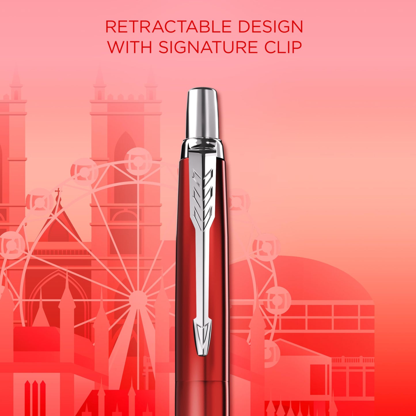 Parker Jotter Ballpoint Pen | Special Edition | London Red with Chrome Trim | Medium Point | Blue