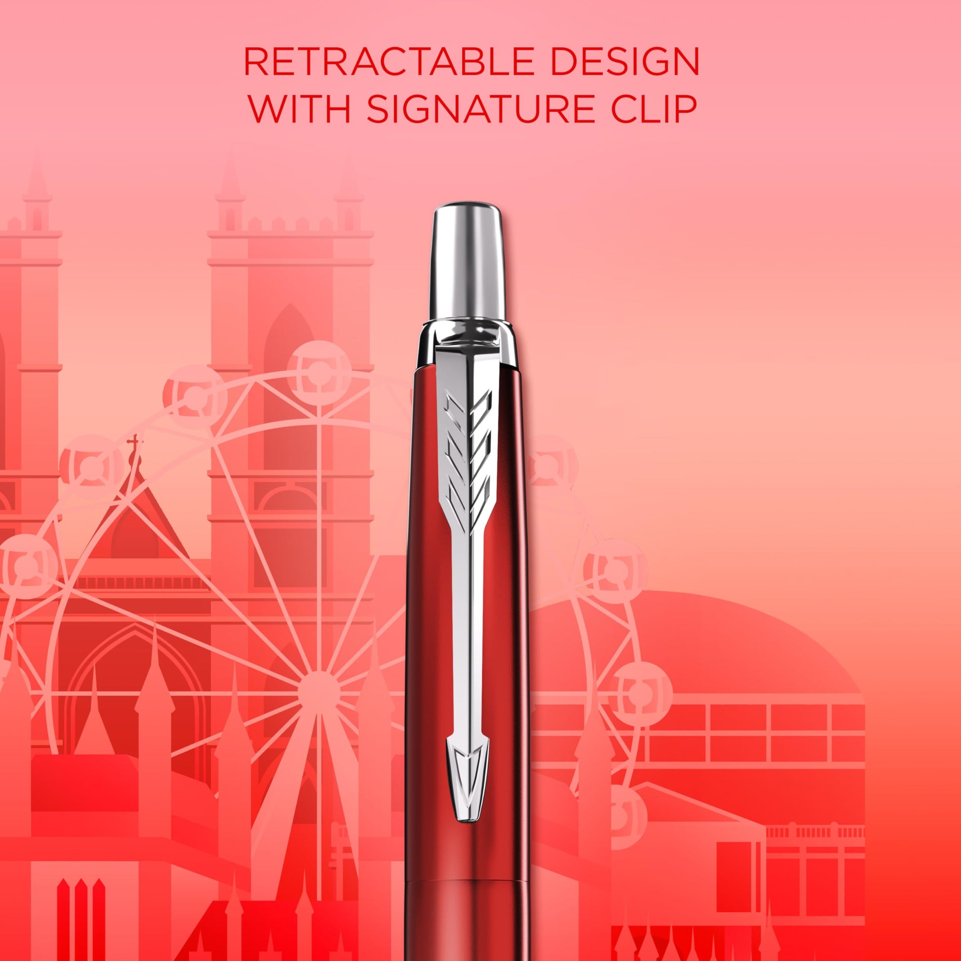 Parker Jotter Ballpoint Pen | Special Edition | London Red with Chrome Trim | Medium Point | Blue