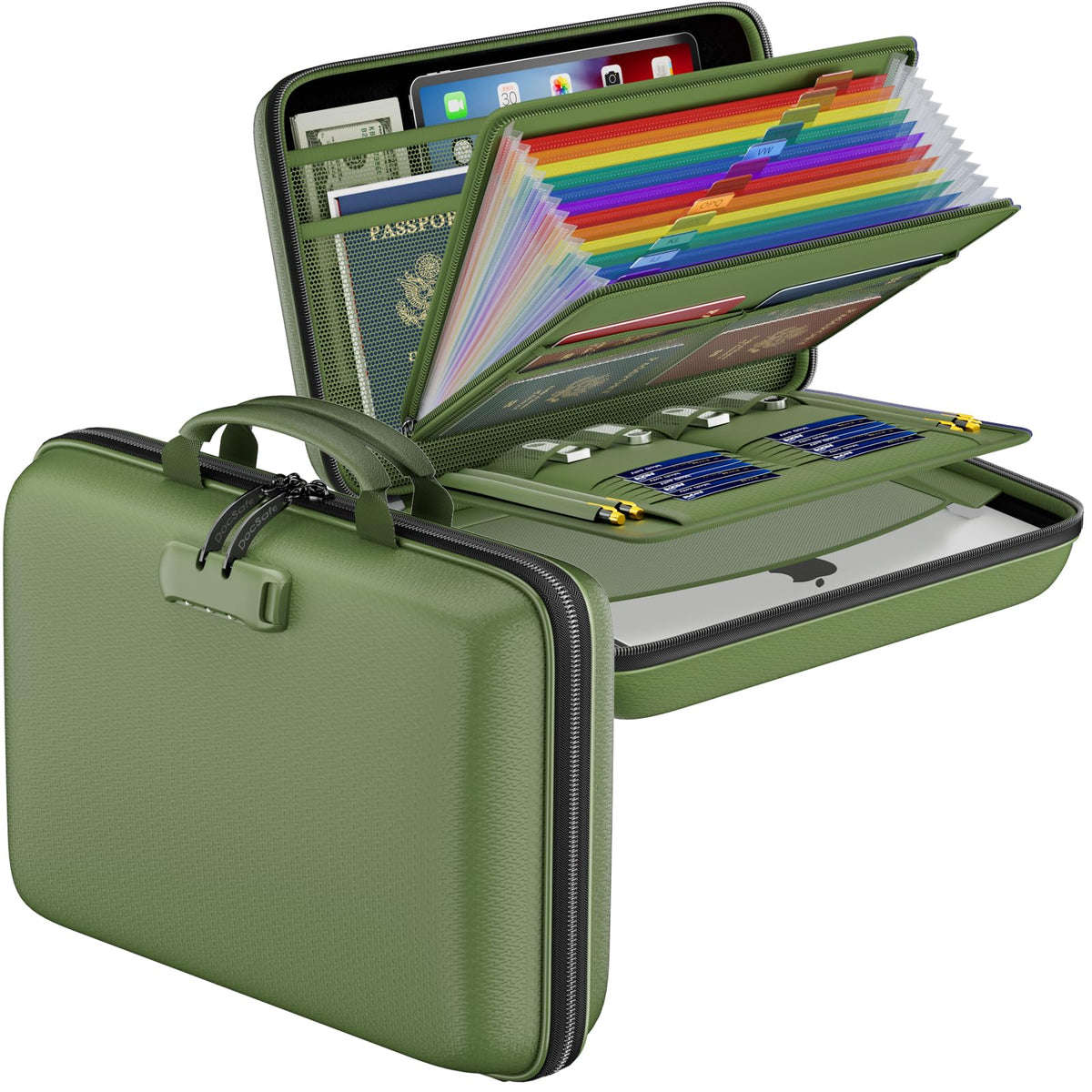 DocSafe Fireproof File Organizer with Lock, Hard-Shell Case Fireproof Document Box with 13 Pocket