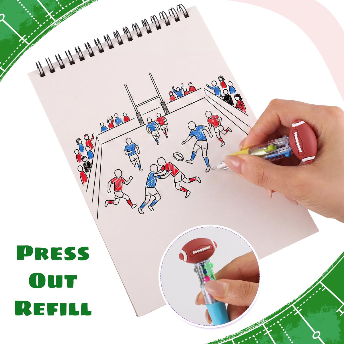 BESARME 48 Pcs Football Pens, Fun Multicolor Pens Gifts for Football Game