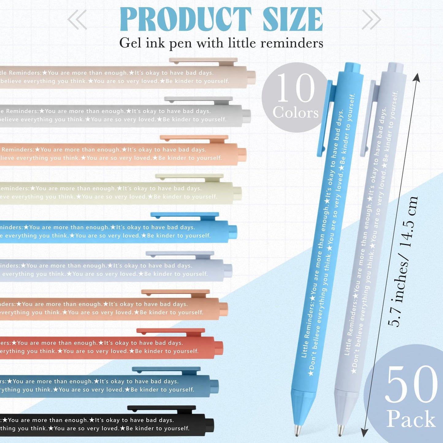 Crtiin 50 Pcs Gel Ink Pens Motivational Pen for Coworkers Students Inspirational Pens Bulk Smooth