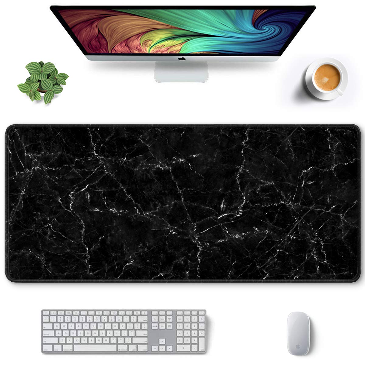 Auhoahsil Large Mouse Pad, Full Desk XXL Extended Gaming Mouse Pad 35" X 15", Waterproof Desk Mat