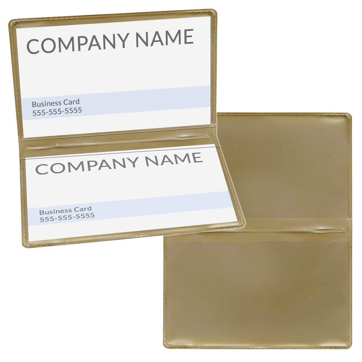 STORE SMART - Metallic Gold Folding Business Card Holders - 20 Pack - Polypropylene Plastic