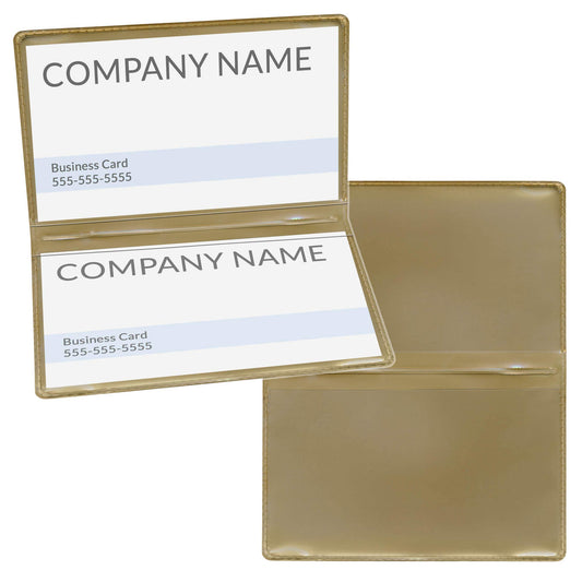 STORE SMART - Metallic Gold Folding Business Card Holders - 20 Pack - Polypropylene Plastic