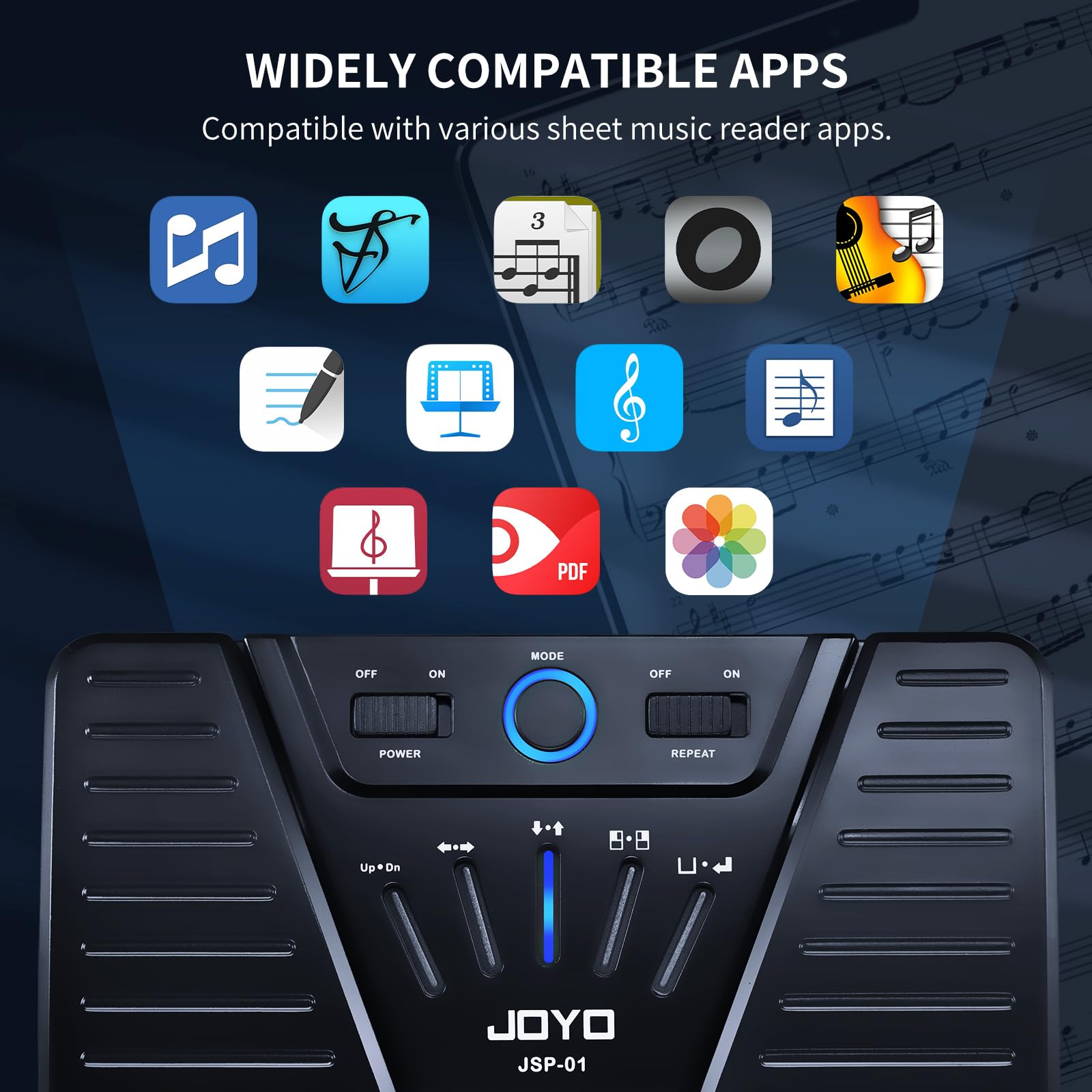 JOYO Wireless Page Turner Pedal Bluetooth Foot Switch for iPad/Tablet/Phone Works with
